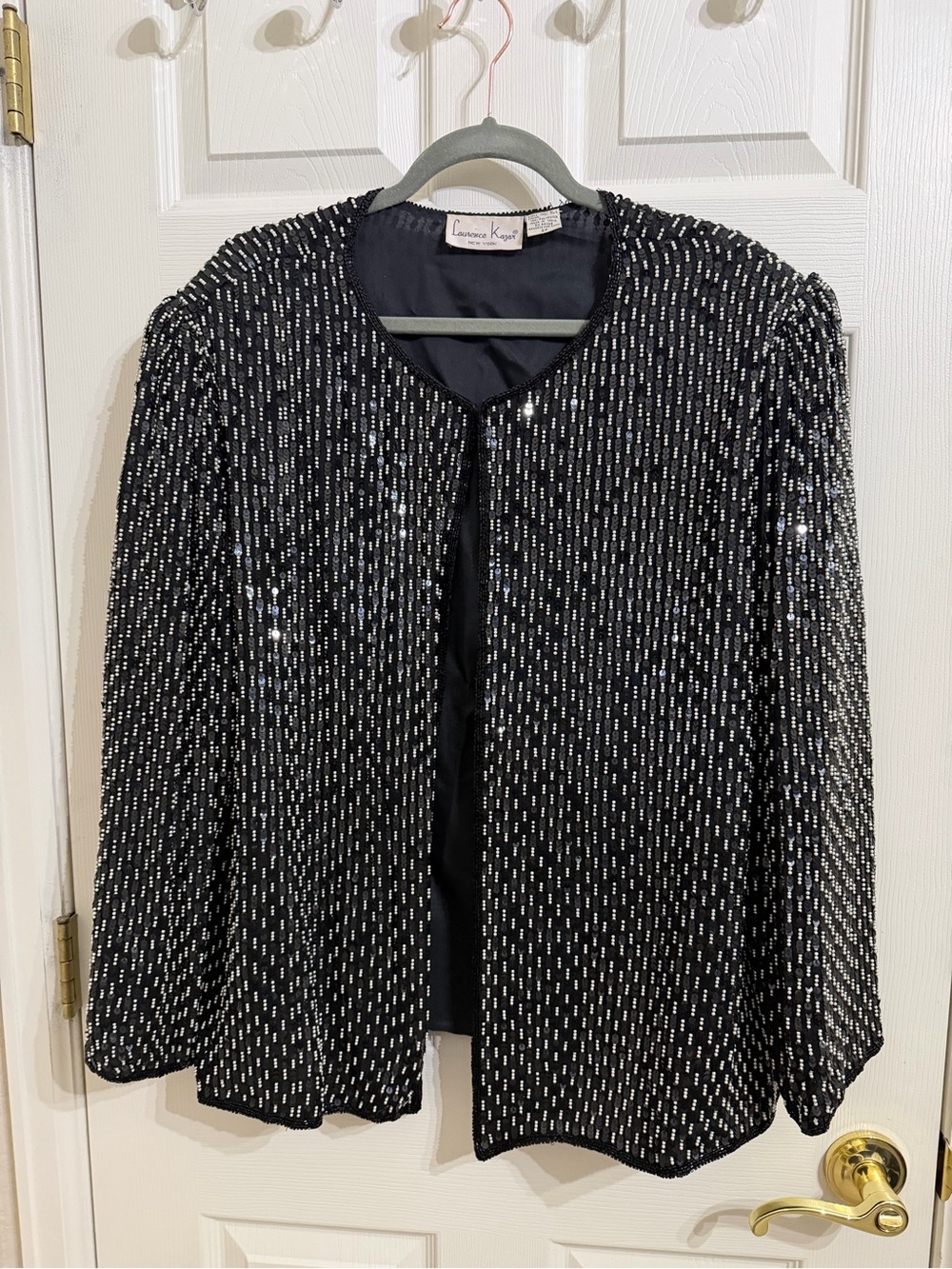 Laurence Kazar New York Sequin Beaded 100% Silk Blazer Jacket